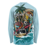 Personalized Aloha Hawaii Skeleton Long Sleeve Shirt Tropical Summer Vibe - Wonder Print Shop