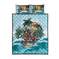 Aloha Hawaii Skeleton Quilt Bed Set Tropical Summer Vibe - Wonder Print Shop