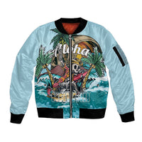Personalized Aloha Hawaii Skeleton Sleeve Zip Bomber Jacket Tropical Summer Vibe - Wonder Print Shop