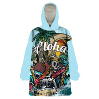 Personalized Aloha Hawaii Skeleton Wearable Blanket Hoodie Tropical Summer Vibe - Wonder Print Shop