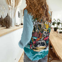 Personalized Aloha Hawaii Skeleton Women Casual Shirt Tropical Summer Vibe - Wonder Print Shop