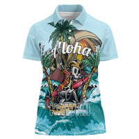 Personalized Aloha Hawaii Skeleton Women Polo Shirt Tropical Summer Vibe - Wonder Print Shop