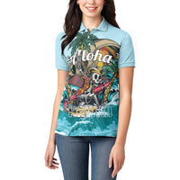 Personalized Aloha Hawaii Skeleton Women Polo Shirt Tropical Summer Vibe - Wonder Print Shop
