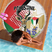 Palestine Beach Blanket Mountain Gazelle With Faqqua Iris - Wonder Print Shop
