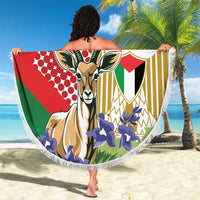Palestine Beach Blanket Mountain Gazelle With Faqqua Iris - Wonder Print Shop