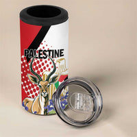 Personalized Palestine 4 in 1 Can Cooler Tumbler Mountain Gazelle With Faqqua Iris - Wonder Print Shop