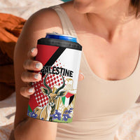 Personalized Palestine 4 in 1 Can Cooler Tumbler Mountain Gazelle With Faqqua Iris - Wonder Print Shop