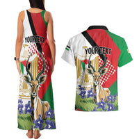 Personalized Palestine Couples Matching Tank Maxi Dress and Hawaiian Shirt Mountain Gazelle With Faqqua Iris - Wonder Print Shop