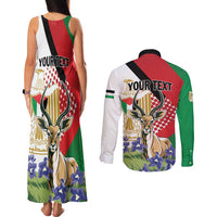 Personalized Palestine Couples Matching Tank Maxi Dress and Long Sleeve Button Shirt Mountain Gazelle With Faqqua Iris - Wonder Print Shop