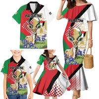 Personalized Palestine Family Matching Mermaid Dress and Hawaiian Shirt Mountain Gazelle With Faqqua Iris - Wonder Print Shop