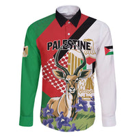 Personalized Palestine Family Matching Puletasi and Hawaiian Shirt Mountain Gazelle With Faqqua Iris - Wonder Print Shop