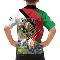 Personalized Palestine Family Matching Short Sleeve Bodycon Dress and Hawaiian Shirt Mountain Gazelle With Faqqua Iris - Wonder Print Shop