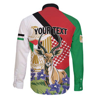 Personalized Palestine Family Matching Tank Maxi Dress and Hawaiian Shirt Mountain Gazelle With Faqqua Iris - Wonder Print Shop