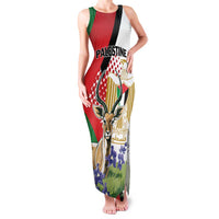 Personalized Palestine Family Matching Tank Maxi Dress and Hawaiian Shirt Mountain Gazelle With Faqqua Iris - Wonder Print Shop