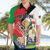 Personalized Palestine Hawaiian Shirt Mountain Gazelle With Faqqua Iris - Wonder Print Shop
