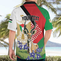 Personalized Palestine Hawaiian Shirt Mountain Gazelle With Faqqua Iris - Wonder Print Shop