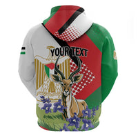 Personalized Palestine Hoodie Mountain Gazelle With Faqqua Iris - Wonder Print Shop