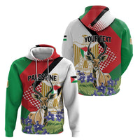 Personalized Palestine Hoodie Mountain Gazelle With Faqqua Iris - Wonder Print Shop