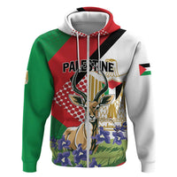 Personalized Palestine Hoodie Mountain Gazelle With Faqqua Iris - Wonder Print Shop