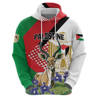 Personalized Palestine Hoodie Mountain Gazelle With Faqqua Iris - Wonder Print Shop