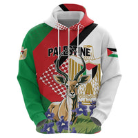 Personalized Palestine Hoodie Mountain Gazelle With Faqqua Iris - Wonder Print Shop