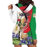 Personalized Palestine Hoodie Dress Mountain Gazelle With Faqqua Iris - Wonder Print Shop