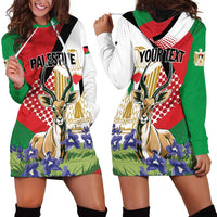 Personalized Palestine Hoodie Dress Mountain Gazelle With Faqqua Iris - Wonder Print Shop
