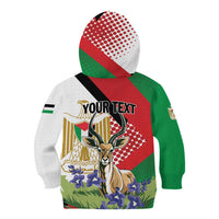 Personalized Palestine Kid Hoodie Mountain Gazelle With Faqqua Iris - Wonder Print Shop