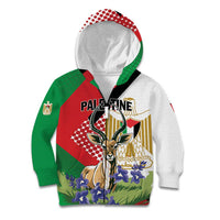 Personalized Palestine Kid Hoodie Mountain Gazelle With Faqqua Iris - Wonder Print Shop