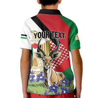 Personalized Palestine Kid Polo Shirt Mountain Gazelle With Faqqua Iris - Wonder Print Shop