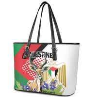 Palestine Leather Tote Bag Mountain Gazelle With Faqqua Iris - Wonder Print Shop