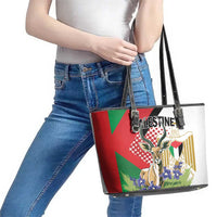 Palestine Leather Tote Bag Mountain Gazelle With Faqqua Iris - Wonder Print Shop
