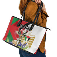 Palestine Leather Tote Bag Mountain Gazelle With Faqqua Iris - Wonder Print Shop