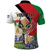 Personalized Palestine Polo Shirt Mountain Gazelle With Faqqua Iris - Wonder Print Shop