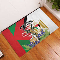 Palestine Rubber Doormat Mountain Gazelle With Faqqua Iris - Wonder Print Shop