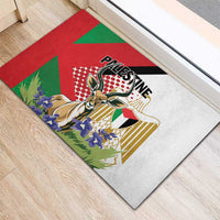 Palestine Rubber Doormat Mountain Gazelle With Faqqua Iris - Wonder Print Shop