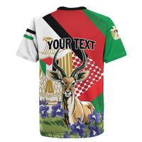 Personalized Palestine Rugby Jersey Mountain Gazelle With Faqqua Iris - Wonder Print Shop