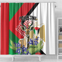 Palestine Shower Curtain Mountain Gazelle With Faqqua Iris