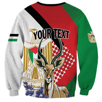 Personalized Palestine Sweatshirt Mountain Gazelle With Faqqua Iris - Wonder Print Shop