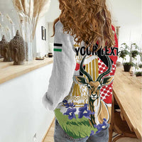 Personalized Palestine Women Casual Shirt Mountain Gazelle With Faqqua Iris - Wonder Print Shop