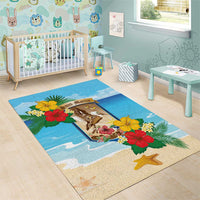 Collectivity of Saint Martin Area Rug Hibiscus Flowers Tropical Beach - Wonder Print Shop