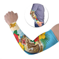 Personalized Collectivity of Saint Martin Arm Sleeves Hibiscus Flowers Tropical Beach - Wonder Print Shop