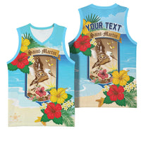 Personalized Collectivity of Saint Martin Basketball Jersey Hibiscus Flowers Tropical Beach - Wonder Print Shop