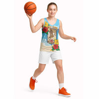 Personalized Collectivity of Saint Martin Basketball Jersey Hibiscus Flowers Tropical Beach - Wonder Print Shop