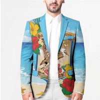 Personalized Collectivity of Saint Martin Blazer Hibiscus Flowers Tropical Beach - Wonder Print Shop