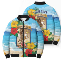Personalized Collectivity of Saint Martin Bomber Puffer Jacket Hibiscus Flowers Tropical Beach - Wonder Print Shop