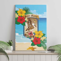 Collectivity of Saint Martin Canvas Wall Art Hibiscus Flowers Tropical Beach - Wonder Print Shop