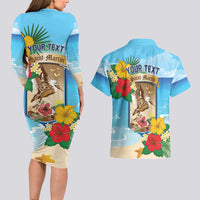 Personalized Collectivity of Saint Martin Couples Matching Long Sleeve Bodycon Dress and Hawaiian Shirt Hibiscus Flowers Tropical Beach - Wonder Print Shop