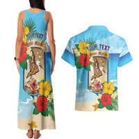Personalized Collectivity of Saint Martin Couples Matching Tank Maxi Dress and Hawaiian Shirt Hibiscus Flowers Tropical Beach - Wonder Print Shop
