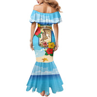 Personalized Collectivity of Saint Martin Family Matching Mermaid Dress and Hawaiian Shirt Hibiscus Flowers Tropical Beach - Wonder Print Shop